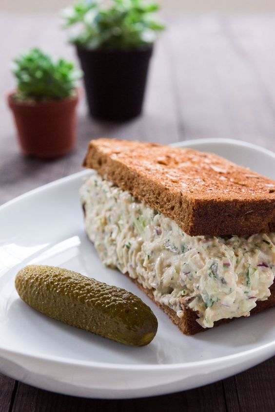 This better "tunafish" sandwich has all the great texture and taste of this classic sandwich without any animal products. Whether you're vegan or not, this combination of crisp onions and celery with… This better "tunafish" sandwich has all the great texture and taste of this classic sandwich without any animal products. Whether you're vegan or not, this combination of crisp onions and celery with…