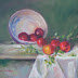 White Bowl with Apples on Cloth Still Life Paintings by Arizona Artist Amy Whitehouse