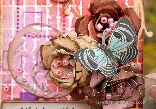 Layers of ink - Dimensional Rose Tag Tutorial by Anna-Karin Evaldsson. With Simon Says Stamp Solid Grid Background stamp.