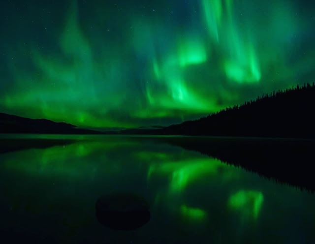 northern lights in the yukon on fox lake