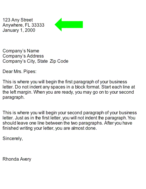 Business Letter Heading (Part Of Business Letter)