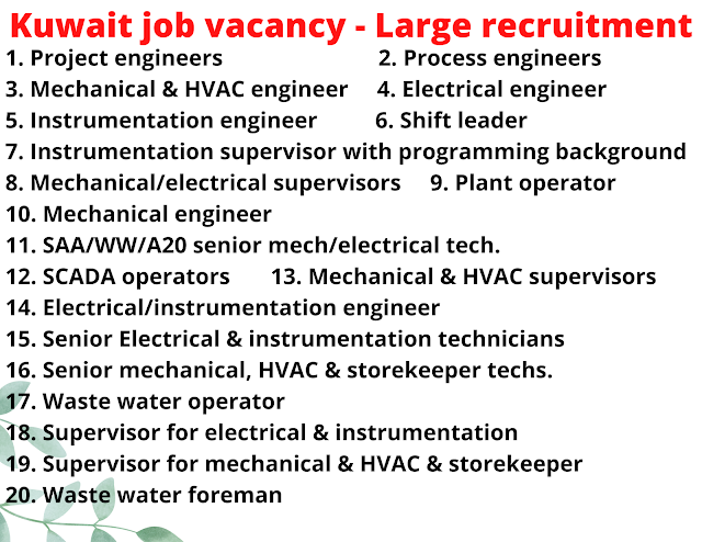 Kuwait job vacancy - Large recruitment