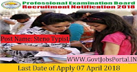 Professional Examination Board Recruitment 2018 Government Job for Steno Typist