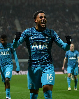 Arnaut Danjuma, born in Lagos, Nigeria, celebrates after scoring the third goal for Tottenham Hotspur in the FA Cup match against Preston at the Deepdale on Saturday 28 January, 2023. It was Danjuma's debut goal for the Spurs after coming on as substitute