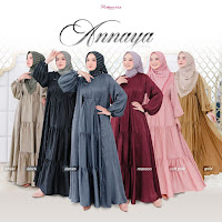 Koleksi Zabannia Terbaru Annaya Dress | Baju Gamis Outer Anggun Elegant Mewah