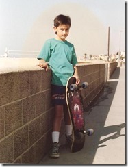 With new Freddy Smith board in Hermosa Beach