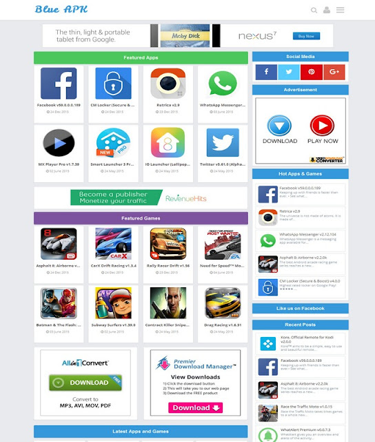  Blue APK Blogger Template Free Download