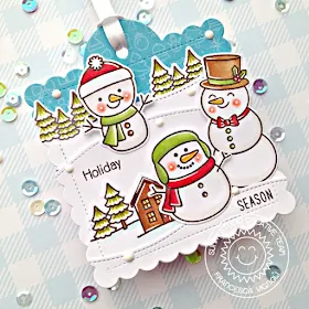 Sunny Studio Stamps: Scalloped Tag Dies Feeling Frosty Woodland Borders Scenic Route Christmas Gift Tags by Franci Vignoli