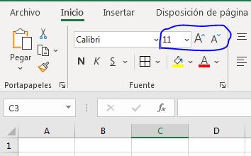 como cambiar el tamaño de letra en excel