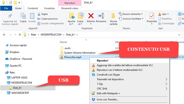 modem router in esplora file di windows