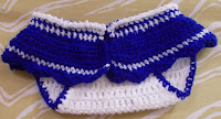 Sweet Nothings crochet free crochet pattern blog ; photo of one of the Nautical inspired sets in blue and white - the diaper