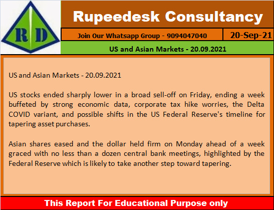 US and Asian Markets - 20.09.2021