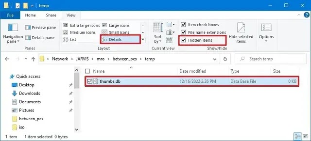 كيفية إزالة ملف thumbs.db من مجلد الشبكة في نظام التشغيل Windows 10