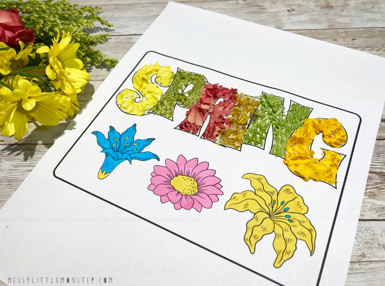 spring nature craft using spring colouring page