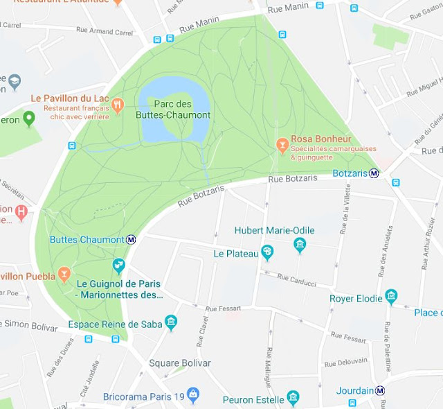 parc des buttes-chaumont paris - capture google maps