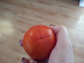 A shallow X in the bottom of my tomato
