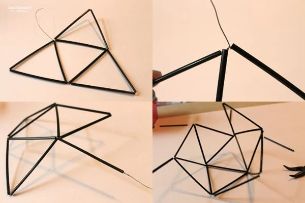 Until you make a triforce!   Then essentially every junction of straws is a set of 5 straws. It takes a little practice, but comes together pretty naturally. There is some double wiring through straws to get them where you need them.   But it's pretty fun too!