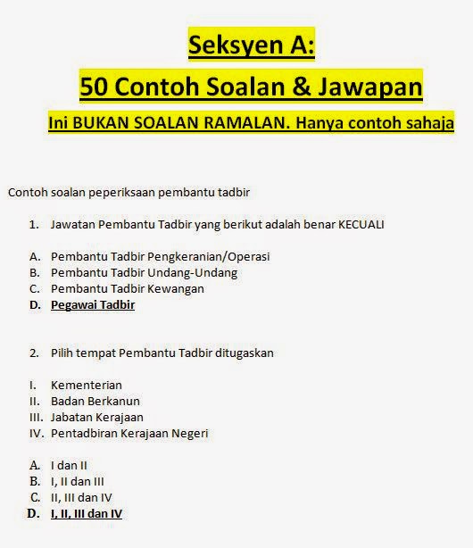 Contoh Soalan Temuduga Pegawai Tadbir N41 - Selangor a