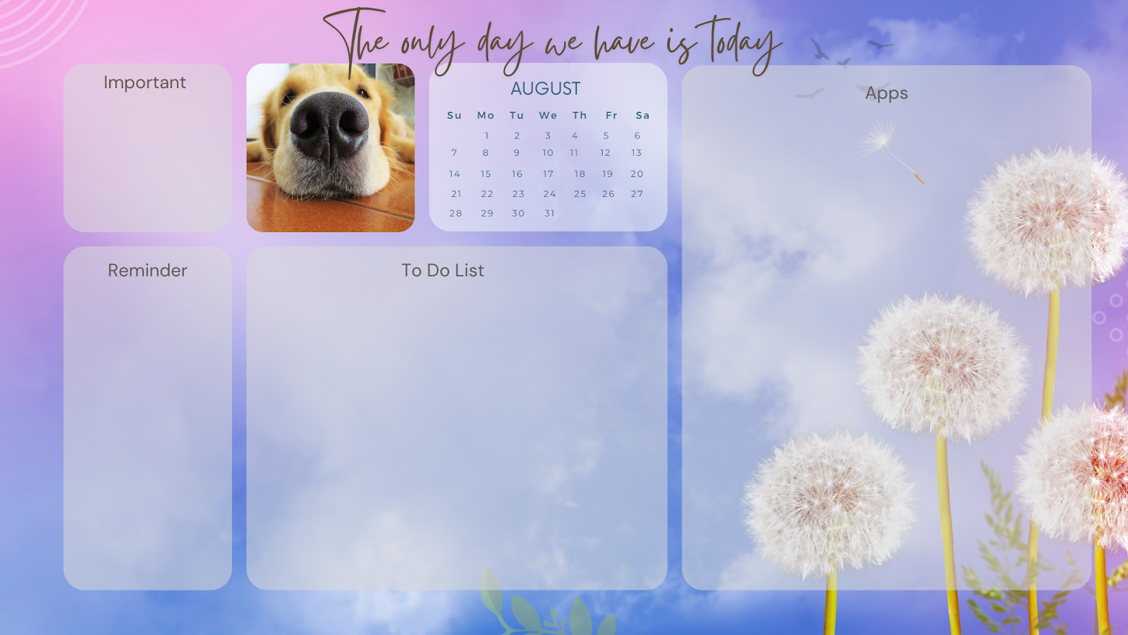 free desktop wallpaper organizer with august 2022 calendar featuring cute dog 5