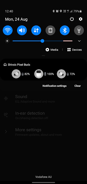 Google Pixel Buds 2 Notification bar view