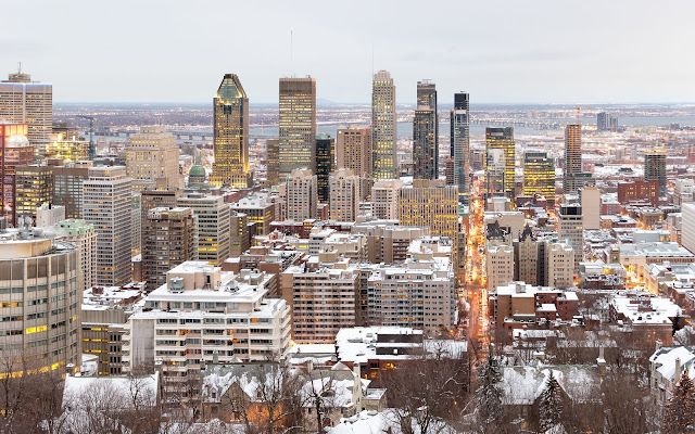 city view from Mount Royal Park in Montréal, Canada