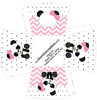 Panda Baby in Pink Chevron: Free Printable Boxes.