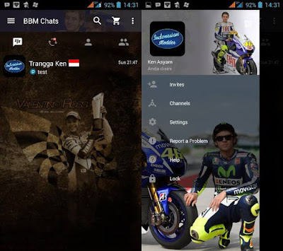 BBM MOD Tema Moto GP Valentino Rossi VR 46 v3.0.0.18 Apk Terbaru 2016 Gratis