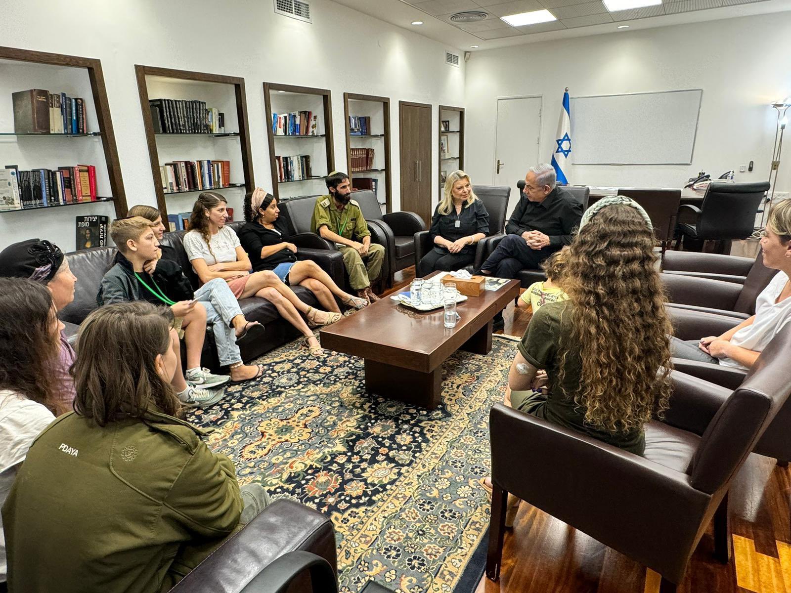 Benjamin Netanyahu, Prime Minister of Israel, alongside wife, Sara Netanyahu, meets with family of Givat Patrol soldier, Late Fedia Mark