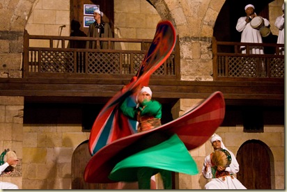 The Sufi troupe Tannoura gives free concerts in Islamic Cairo. It was incredible.