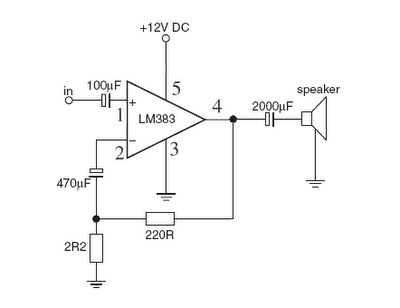 kumpulan gambar rangkaian elektronika LM383 Car Audio 