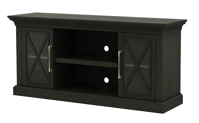 Black TV console with X doors