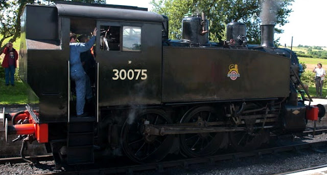 photo of class 30075 British Railways Yankee steam locomotive at north dorset heritage railway, England