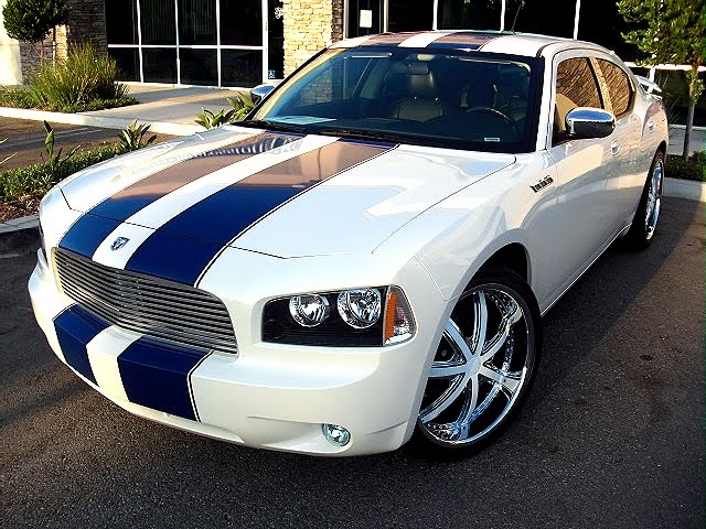  with Blue Racing Stripes walps Modified wallp Charger White walpers with 
