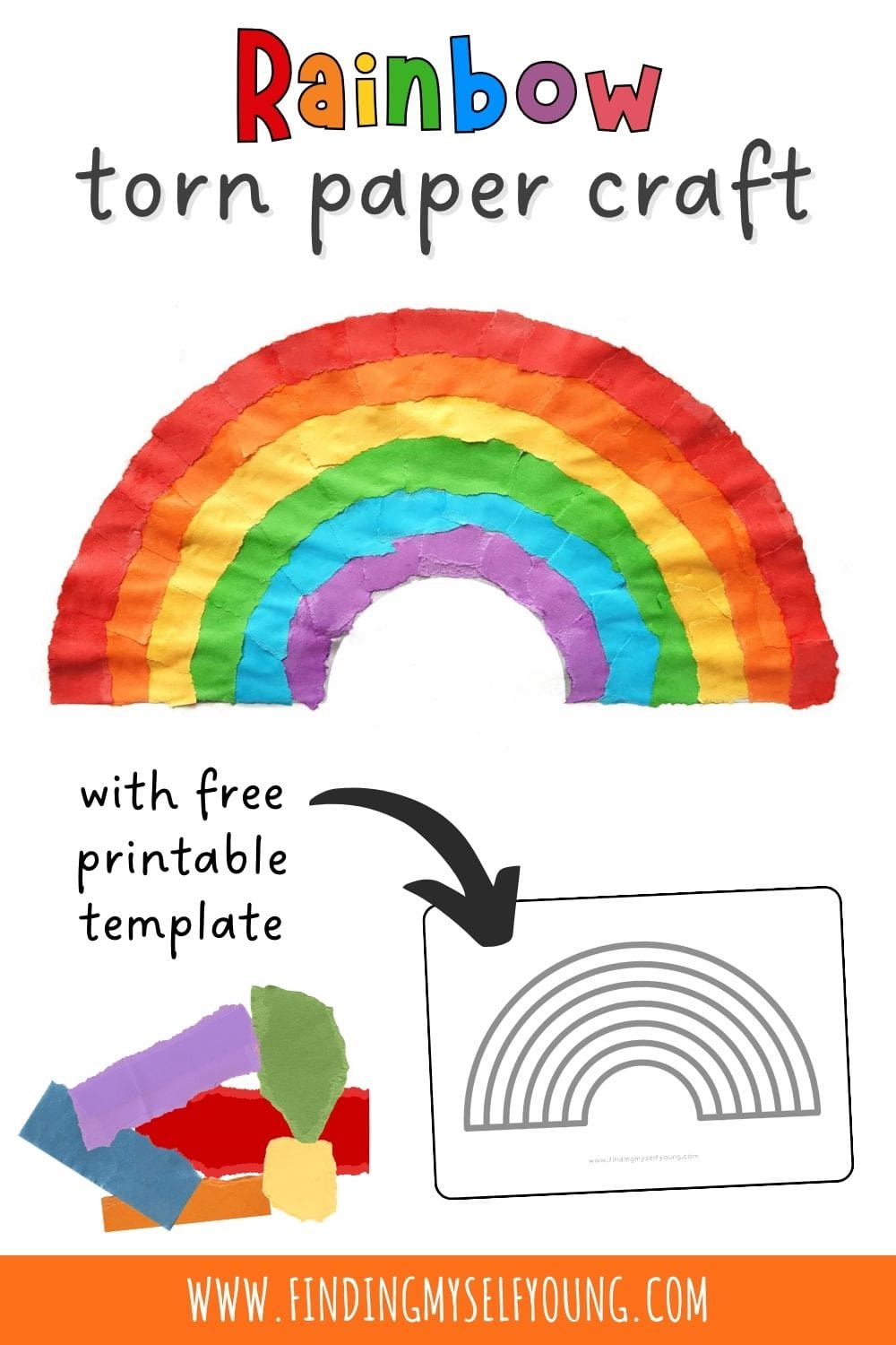 rainbow torn paper craft for kids.