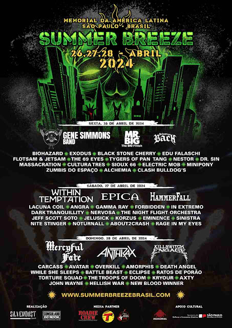 Cartaz alusivo ao Festival Summer Breeze Open Air Brasil 2024.