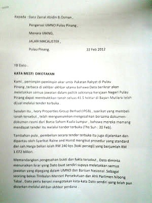 Mencari Cahaya Pelita: Letak Jawatan : Surat Rasmi vs 