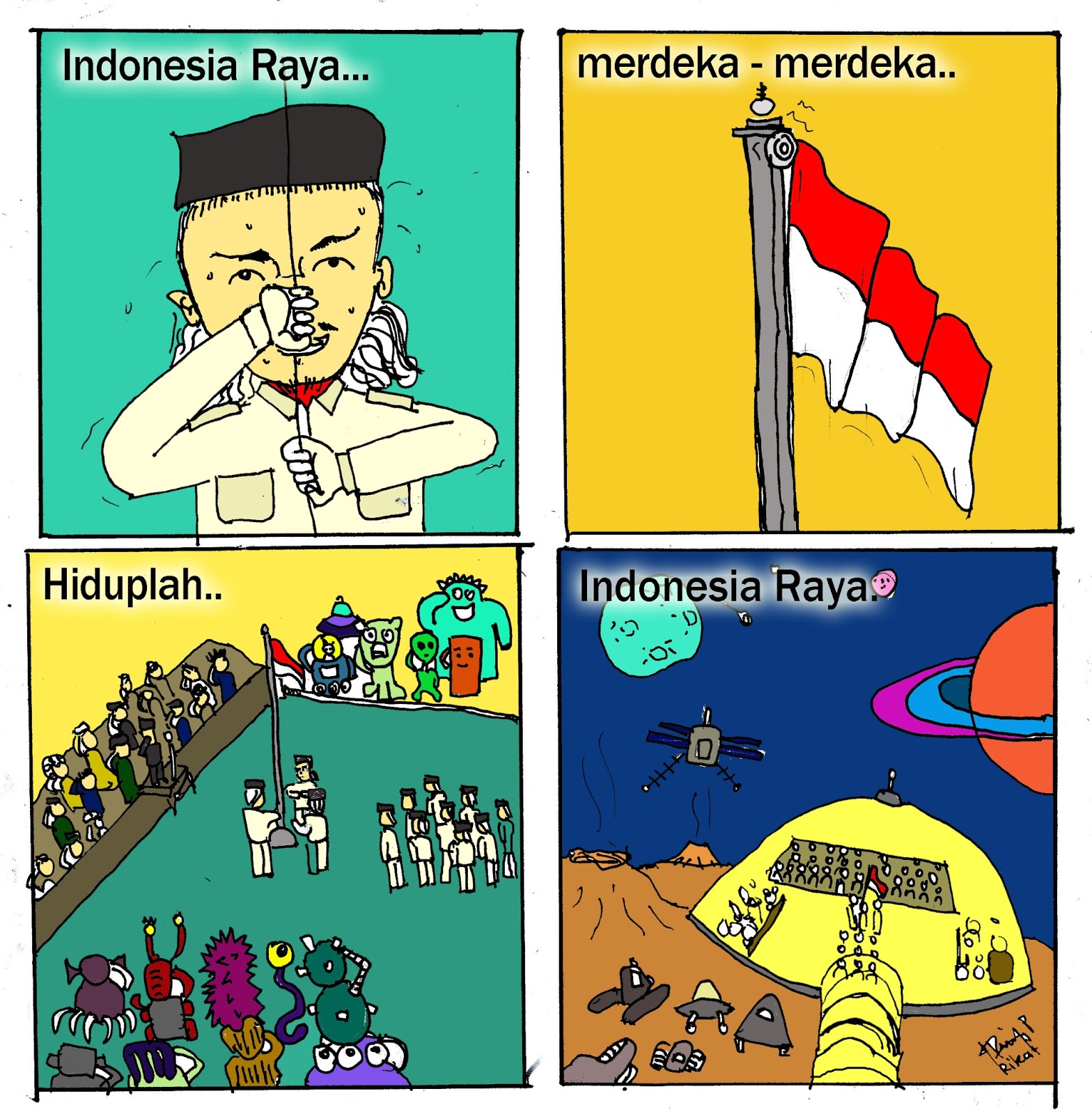  Gambar  Kartun  Orang  Sedang Upacara  Bendera  Gambar  Gokil