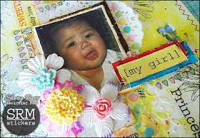 SRM Stickers Blog - My Girl Mixed Media Layout by Shery - #mixed media #layout #doilies#borders #stickers #baby #girl