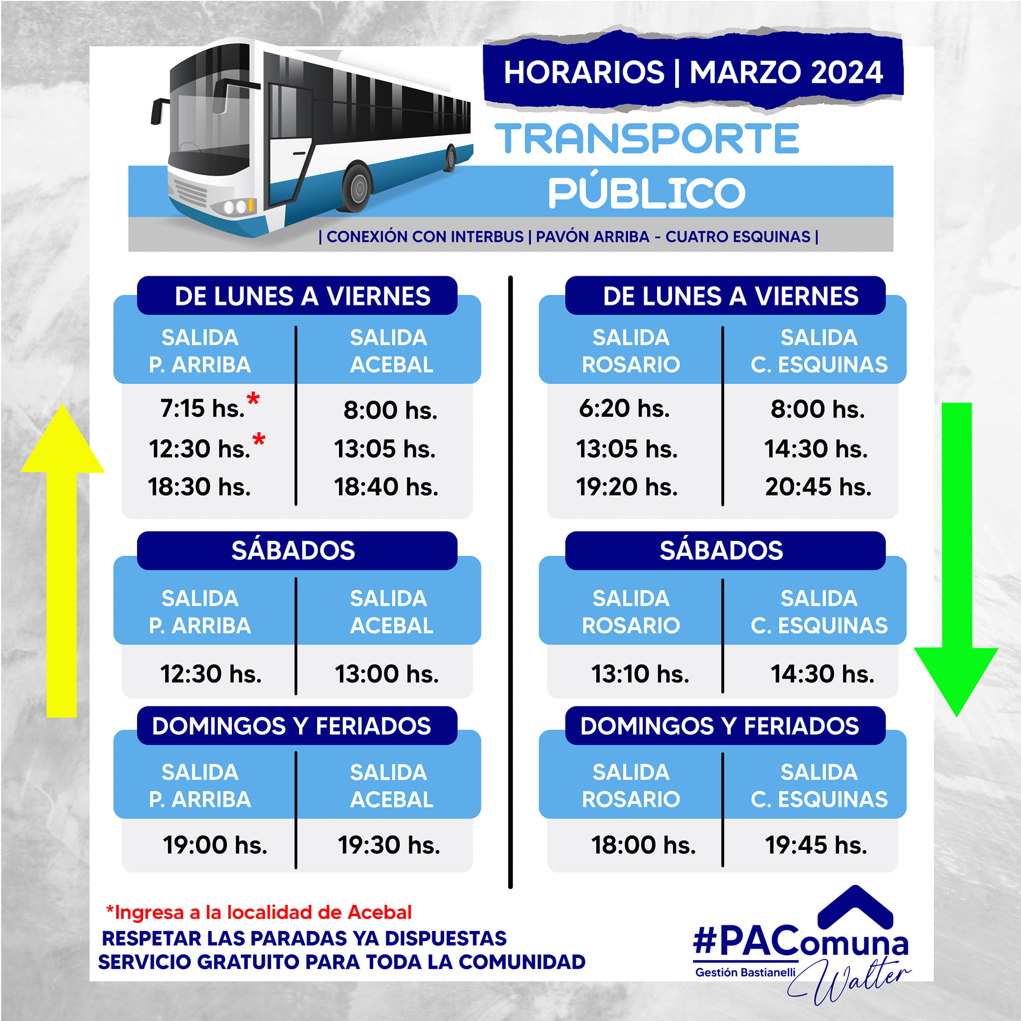 Horarios Colectivos Pavón Arriba