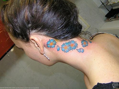 Flowers Draping Neck Tattoo