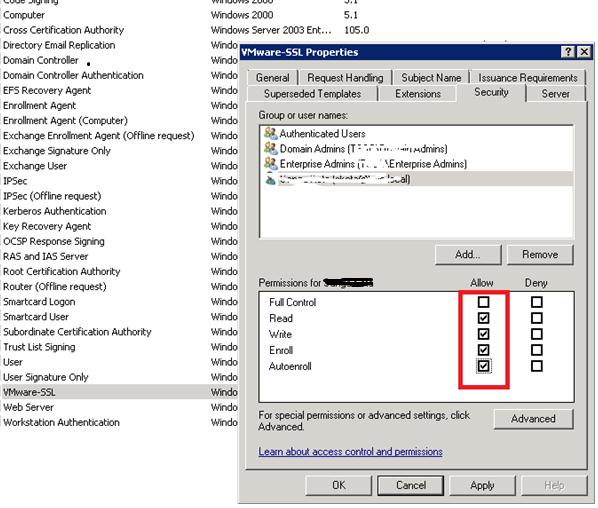 Microsoft Directory Certificate Service - manage Templates