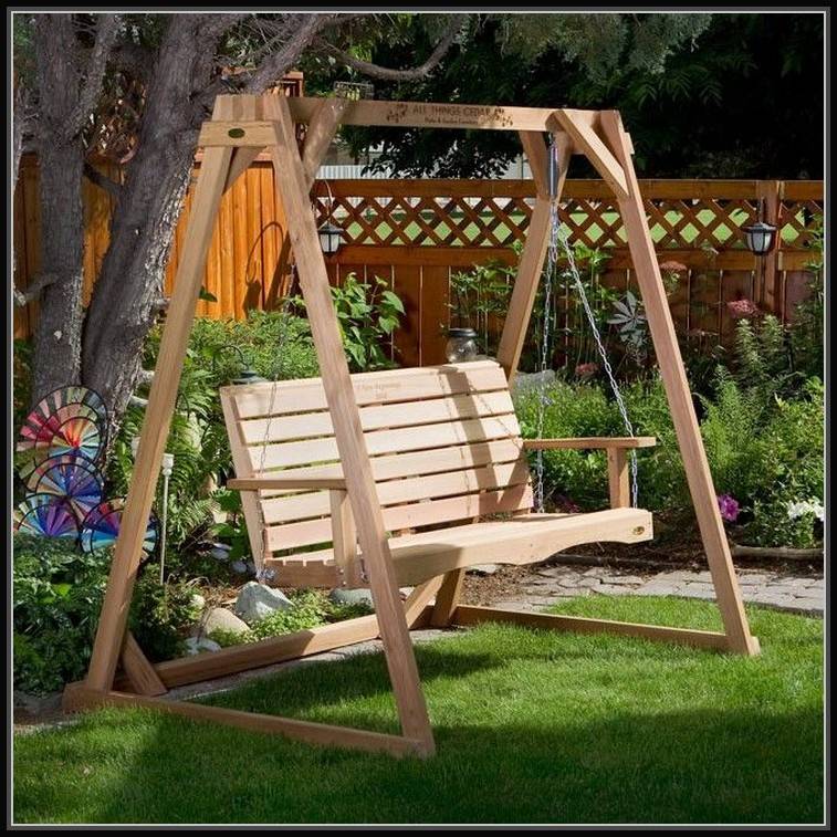 wooden porch swing with stand