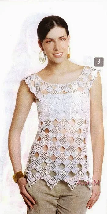 Blusa sin mangas tejida al crochet