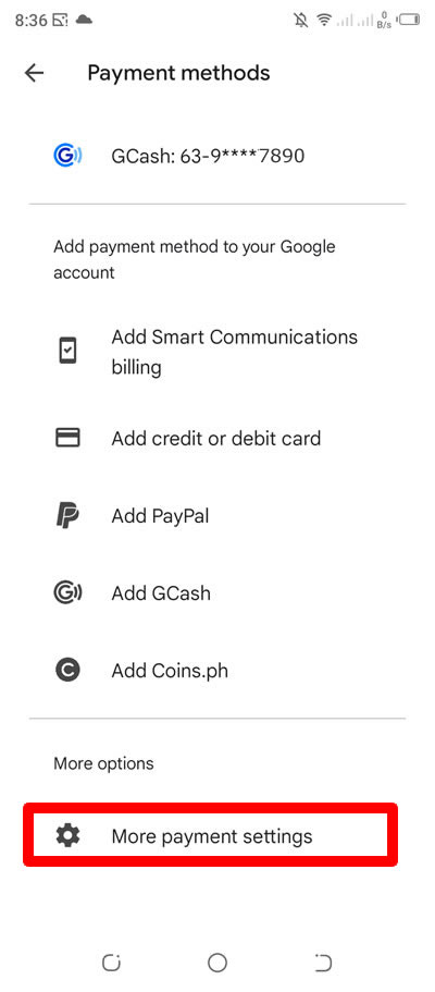 more payment settings