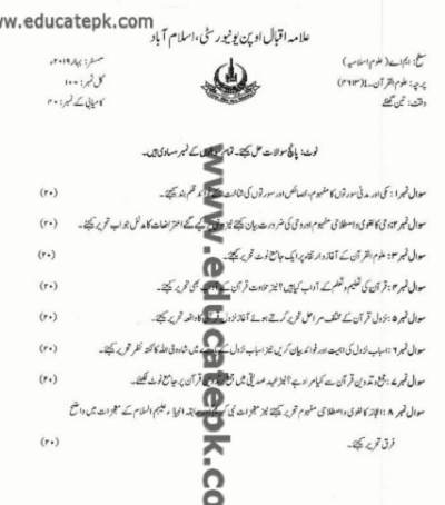 AIOU-MA-Islamic-Studies-code-4613-Past-Papers-pdf