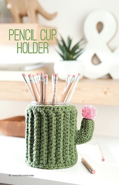Crochet Pattern Cactus Pencil Cup Holder