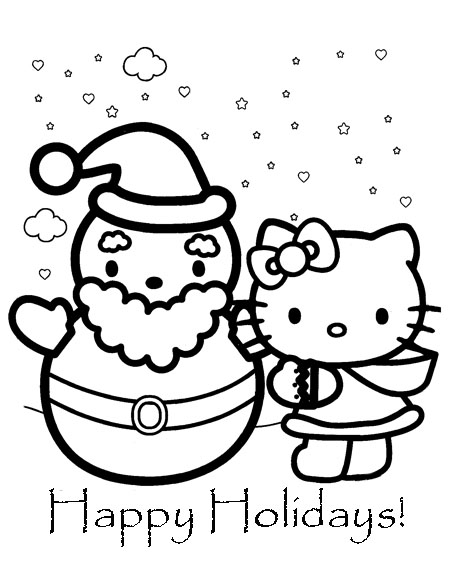 Christmas Hello Kitty Coloring Pages