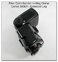 Fiber Optic Bundle Holding Clamp - Extended Leg (in place on Canon 580EX)