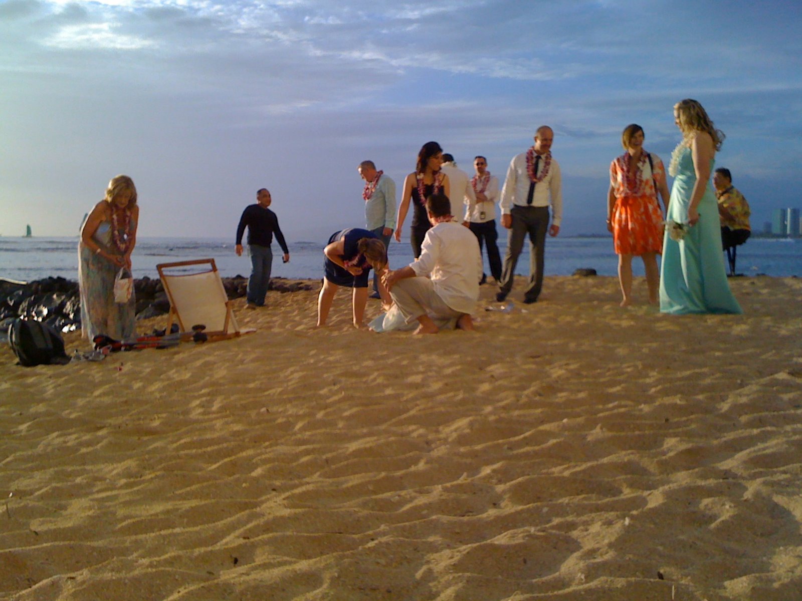 Beach wedding party