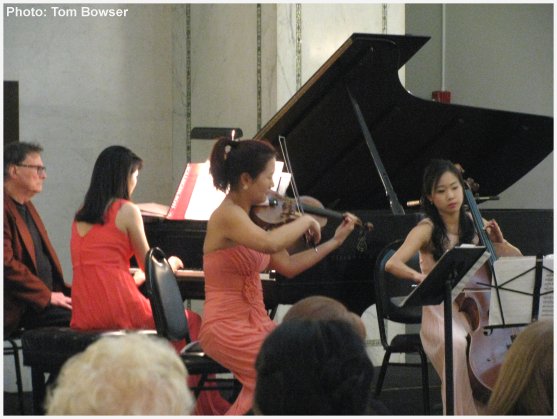 The Allant Trio | Beth Hyo Kyoung Nam - piano - Anna Park - violin - Alina Lim - cello - 
performing at the Dame Myra Hess Memorial Concert - Photograph by Tom Bowser